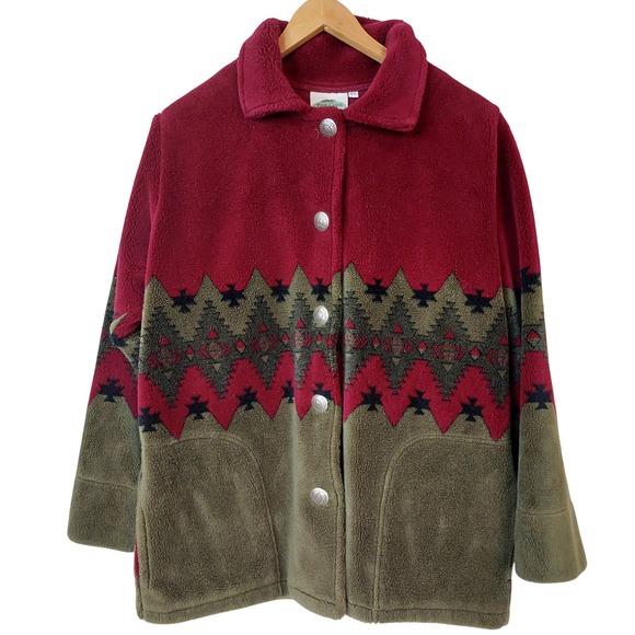 Pine Cone Designs Jackets & Blazers - Pine Cone Designs Southwestern Fleece Jacket Concho Button Tribal Size XS